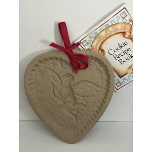 3 Vintage 1992 Brown Bag Cookie Art Mold Cupid Heart Cherub Valentines Stoneware